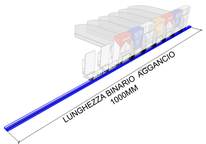 Binario frontale aggancio spingi e separatori